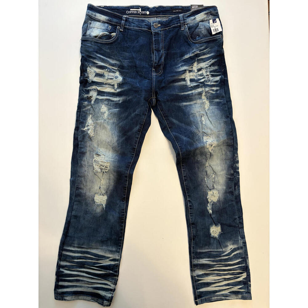 Copper Rivet Men's Slim Fit Distressed Jeans (Size 40x32)